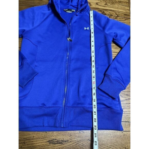 Under Armour C45 Hoodie Blue Coldgear Hooded Full Zip Fleece Sweatshirt - Picture 3 of 7